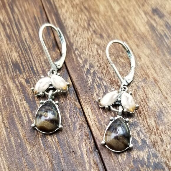 Tigers eye harmony stone earrings E259 - Picture 1 of 3